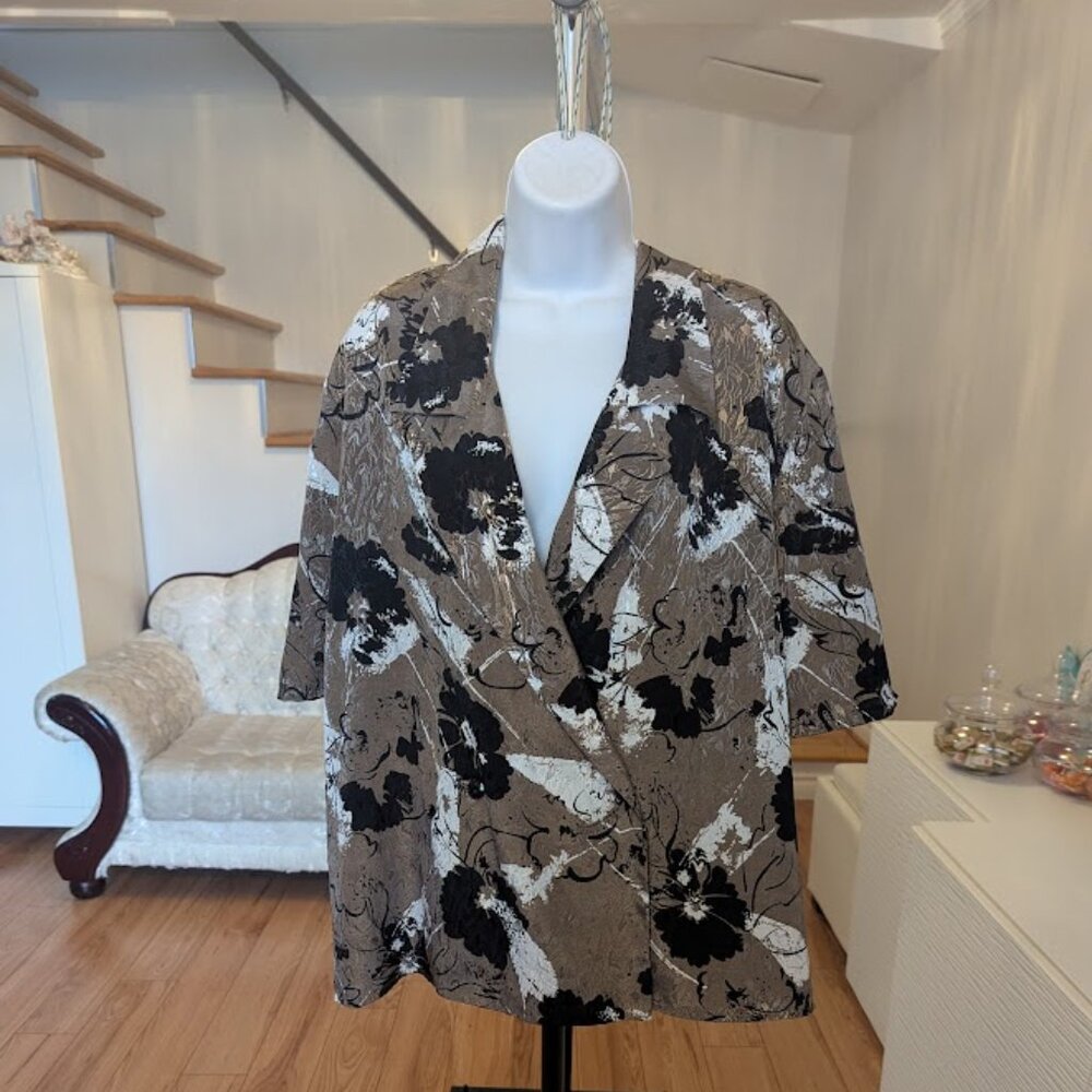 Printed Short Sleeve Blouse 2XL